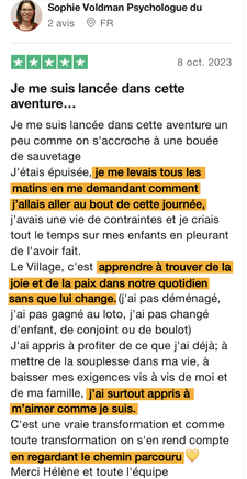 Avis Trustpilot d'une Villageoise
