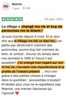 Avis Trustpilot d'une Villageoise